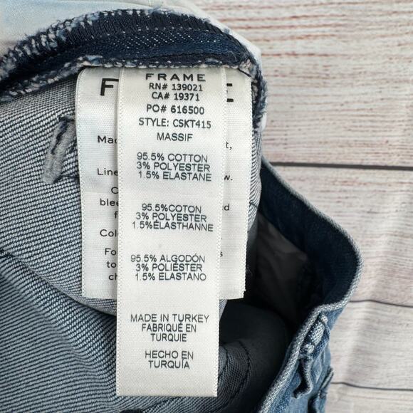 FRAME Snap Front Denim Mini Skirt Womens 25 Blue Medium Wash Denim - Picture 6 of 9